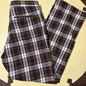 Black and White Dress Pants with Plaid Pattern